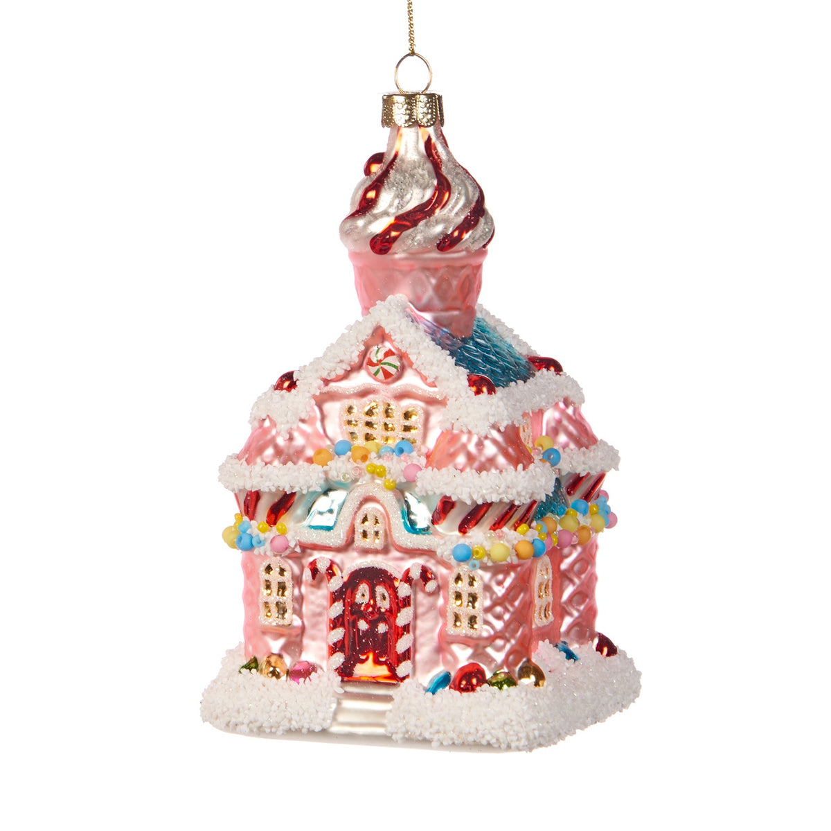 Ornament Casuta din Turta Dulce roz 14cm