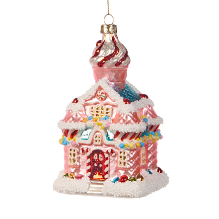 Ornament Casuta din Turta Dulce roz 14cm