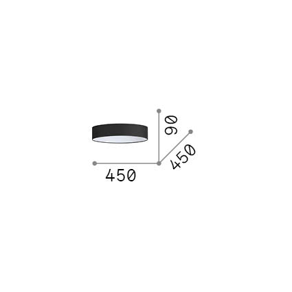 Abajur cilindric Set Up D45 H09, alb – desen tehnic cu dimensiuni