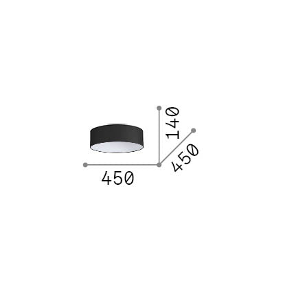 Abajur cilindric Set Up D45 H14, negru – desen tehnic cu dimensiuni