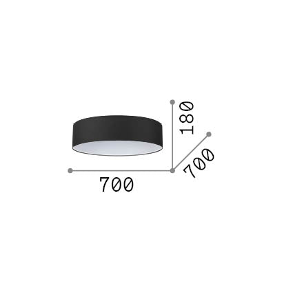 Abajur cilindric Set Up D70 H18, negru – desen tehnic cu dimensiuni