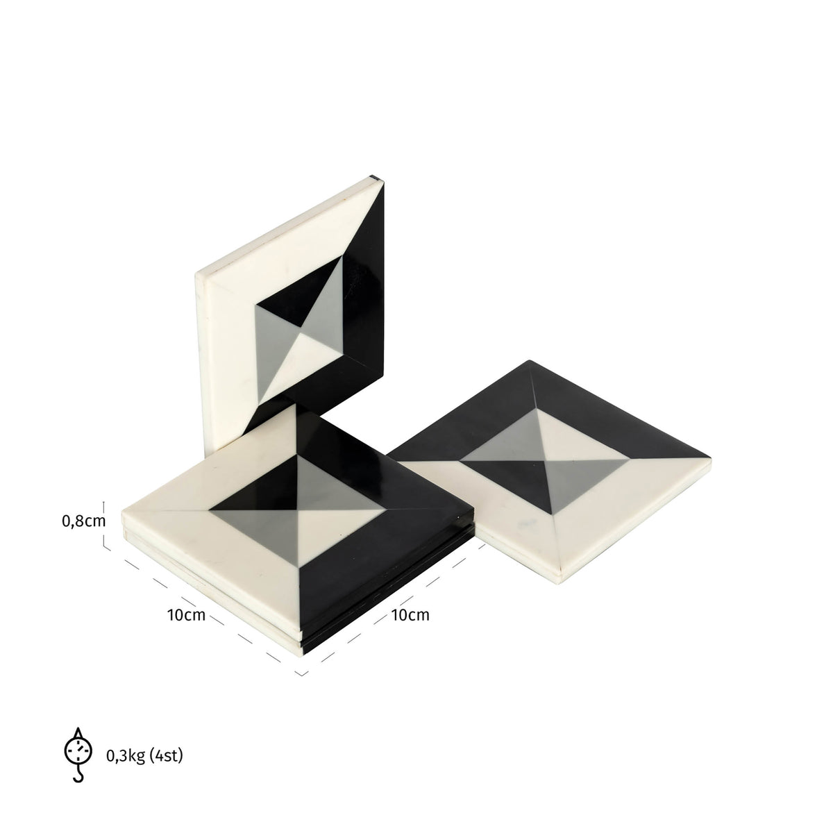Accesoriu pentru vin și bar Louel, negru (set de 4 suporturi de pahar) – desen tehnic cu dimensiuni