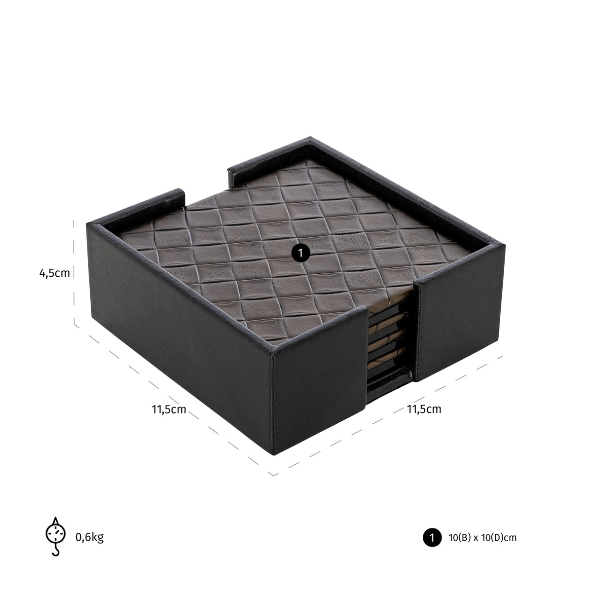 Accesoriu pentru vin și bar Yora, negru (set de 4 suporturi pentru pahare) – desen tehnic cu dimensiuni