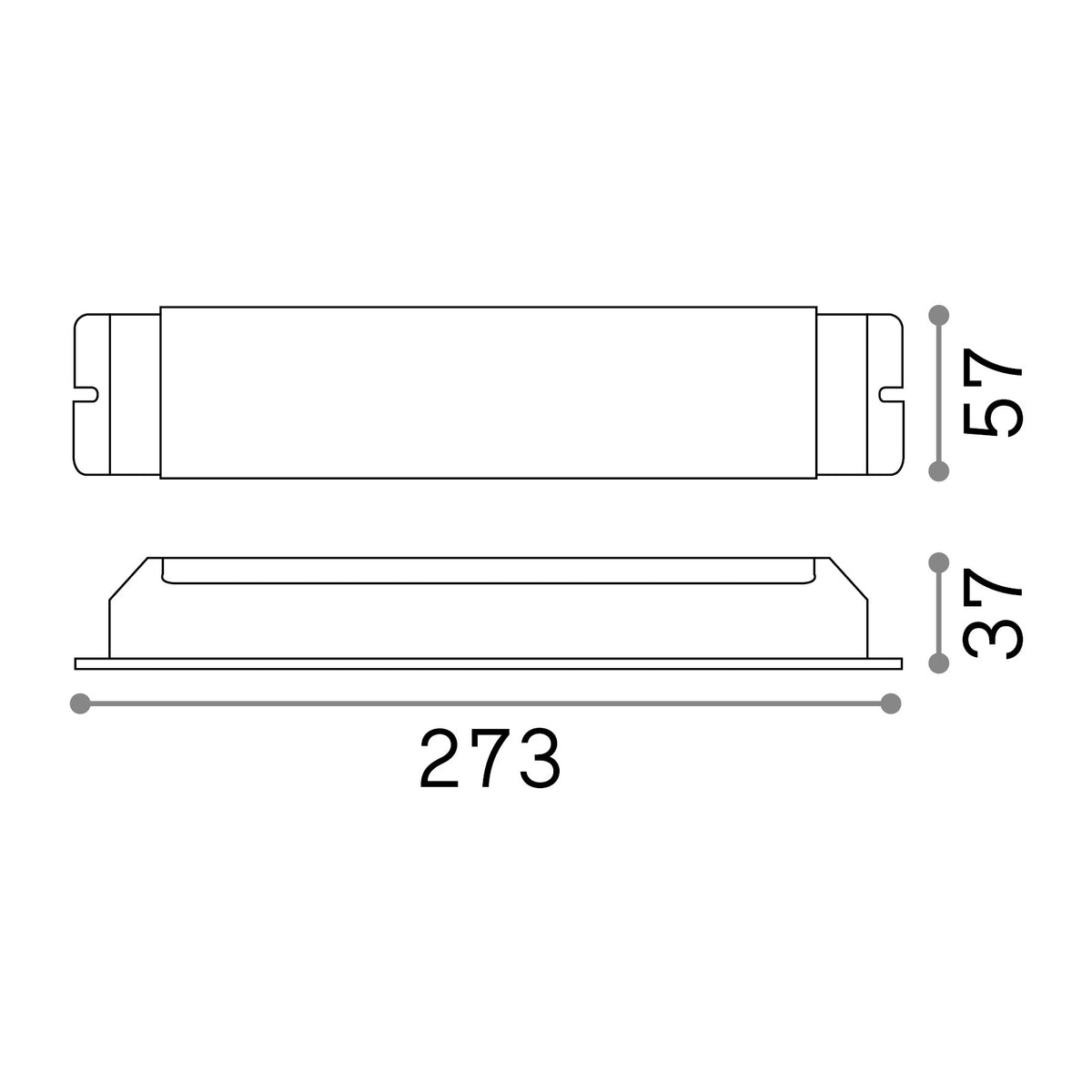 Alimentator DALI/Push 150W 24Vdc – desen tehnic cu dimensiuni