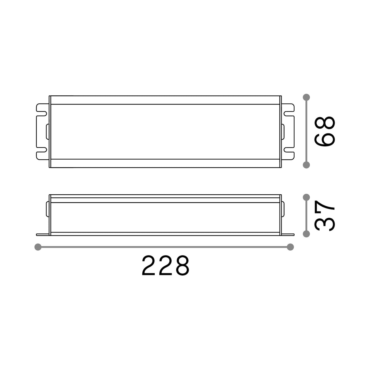 Alimentator extern Ego Stick 150W 48Vdc – desen tehnic cu dimensiuni