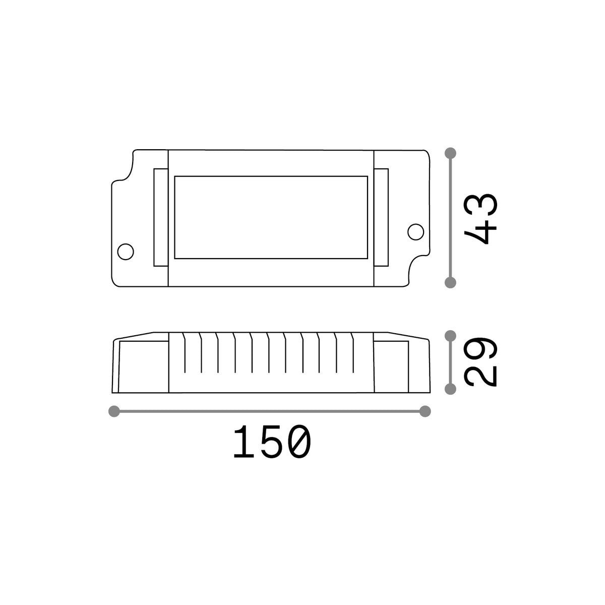 Alimentator Game DALI/Push 12W 250mA – desen tehnic cu dimensiuni