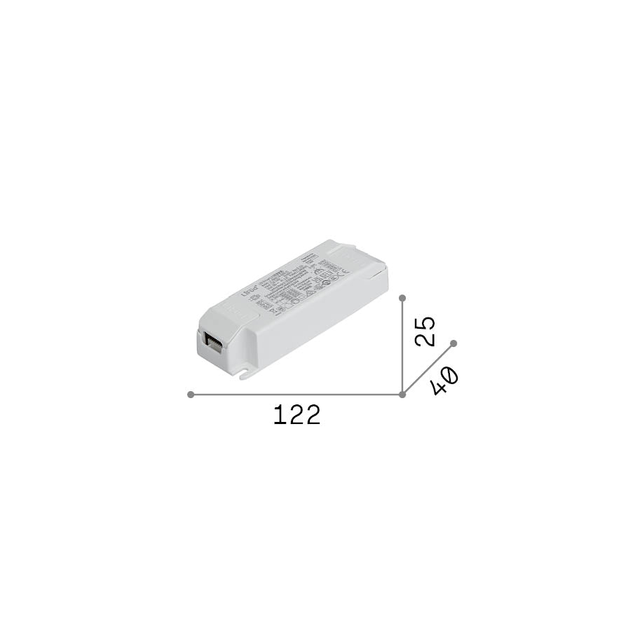 Alimentator Infinity 1-10V 12W 150/250mA – desen tehnic cu dimensiuni
