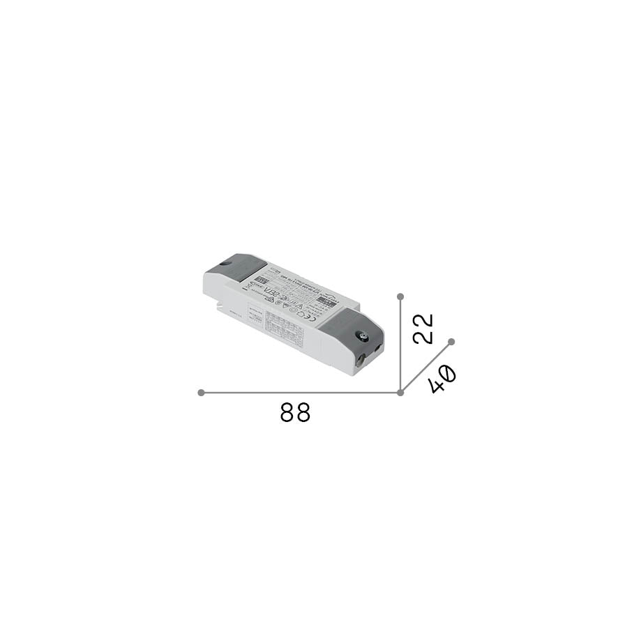 Alimentator Infinity DALI/Push 20W 150/250mA – desen tehnic cu dimensiuni