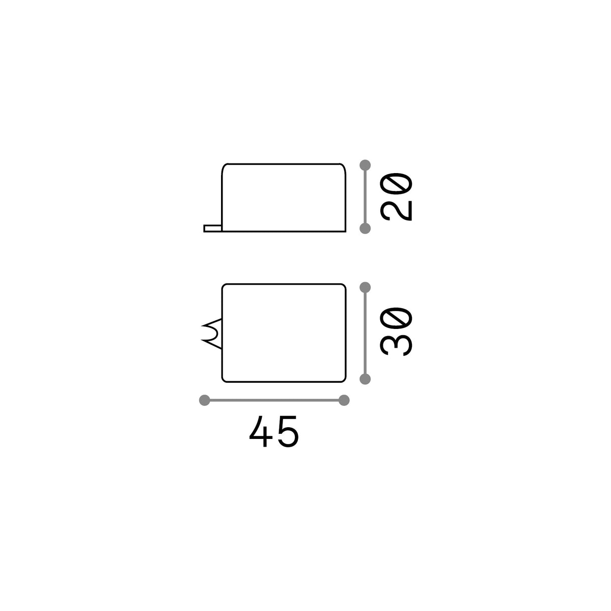 Alimentator IP44 On-Off 3.5W 350mA – desen tehnic cu dimensiuni
