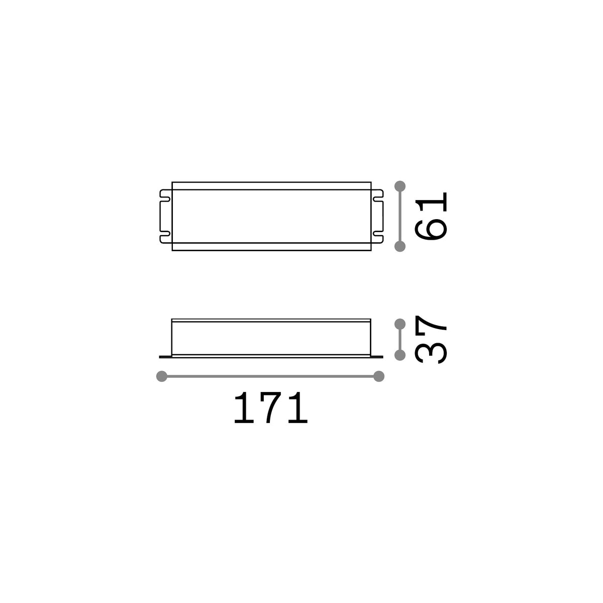 Alimentator IP67 On-Off 40W 24Vdc – desen tehnic cu dimensiuni