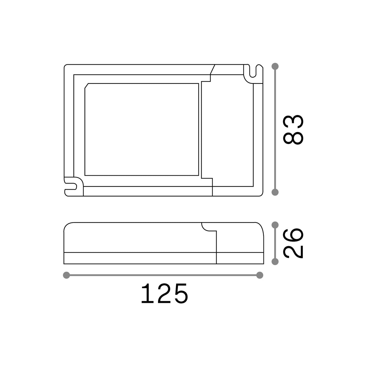Alimentator Led Panel 1-10V 42W 1000mA – desen tehnic cu dimensiuni