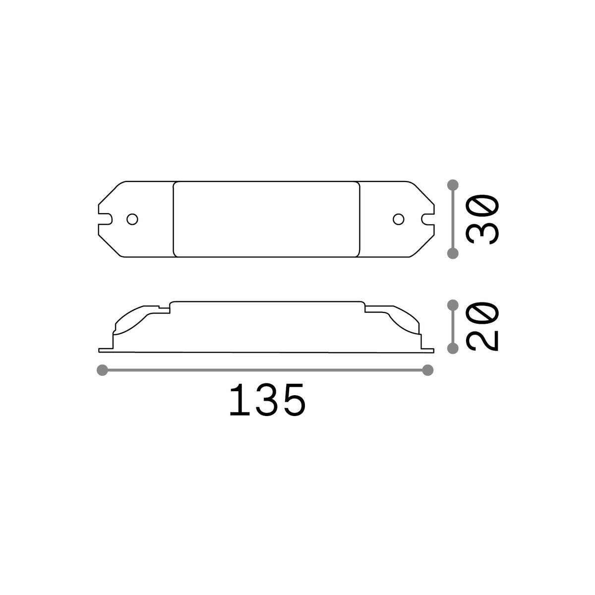 Alimentator Lika DALI/Push 12W 700mA – desen tehnic cu dimensiuni