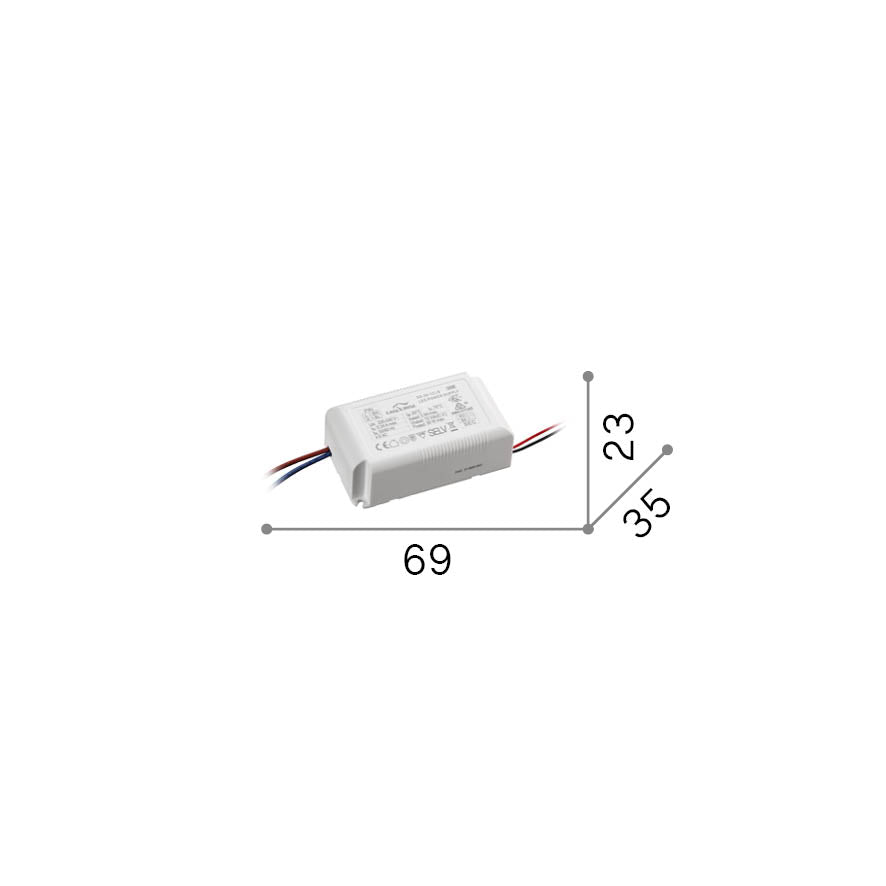 Alimentator Mapa/Post-it On-Off 30W 12Vdc – desen tehnic cu dimensiuni