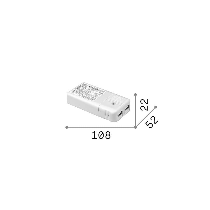 Alimentator Nova 1-10V/Push 20W 500mA – desen tehnic cu dimensiuni