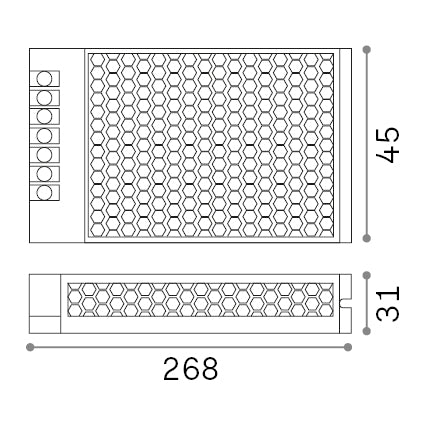 Alimentator On-Off 150W 24Vdc – desen tehnic cu dimensiuni