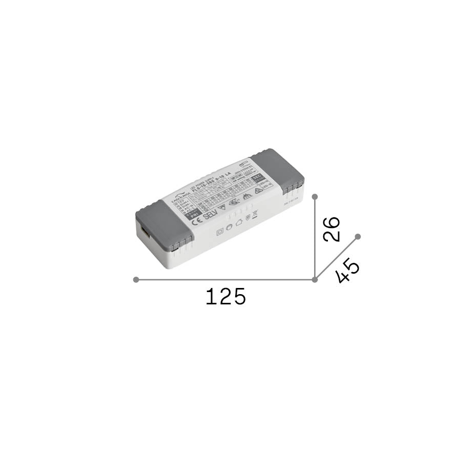 Alimentator Zephyr 1-10V 15W 300mA – desen tehnic cu dimensiuni