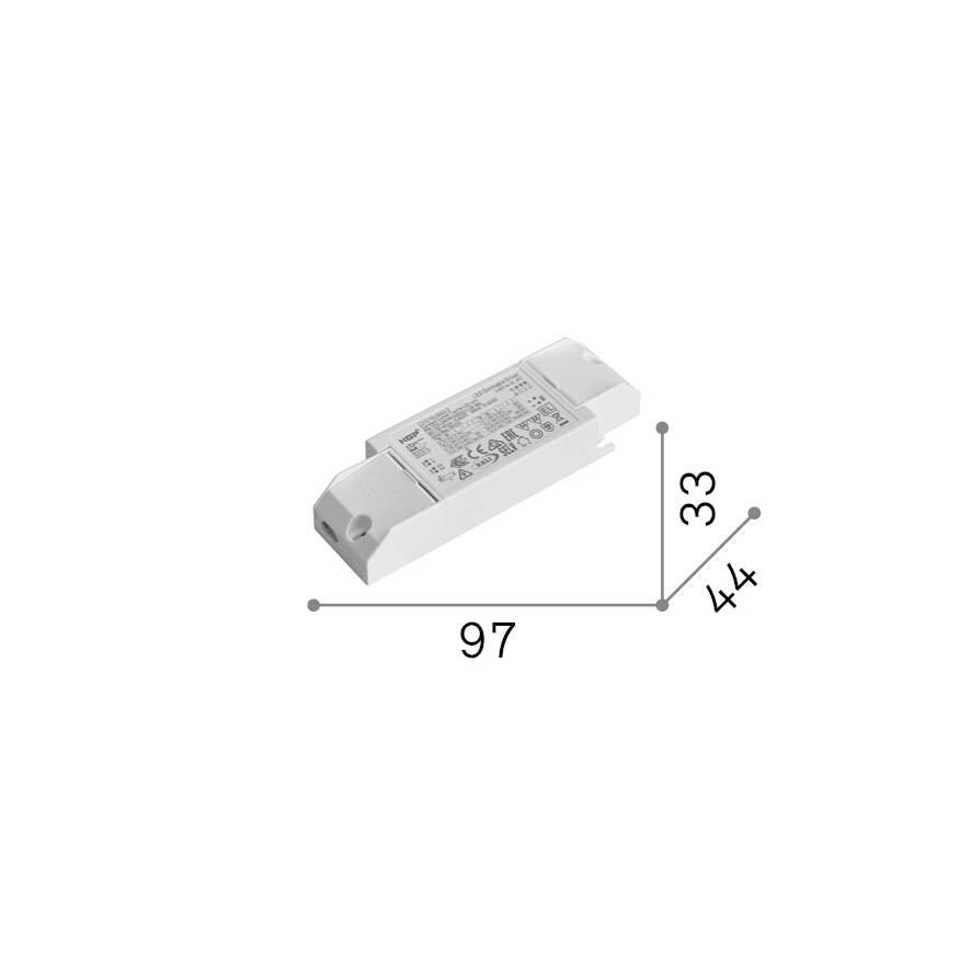 Alimentator Zephyr DALI/Push 21W 300mA – desen tehnic cu dimensiuni