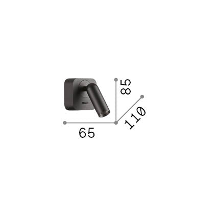 Aplică Bean AP pătrat, nichel – desen tehnic cu dimensiuni