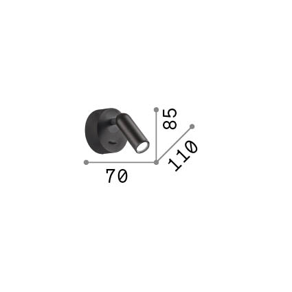 Aplică Bean AP rotund, alb – desen tehnic cu dimensiuni