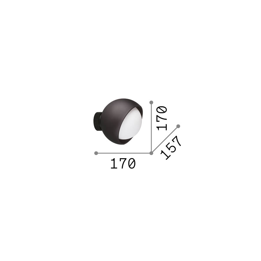 Aplică Bloom AP1 D17, negru – desen tehnic cu dimensiuni