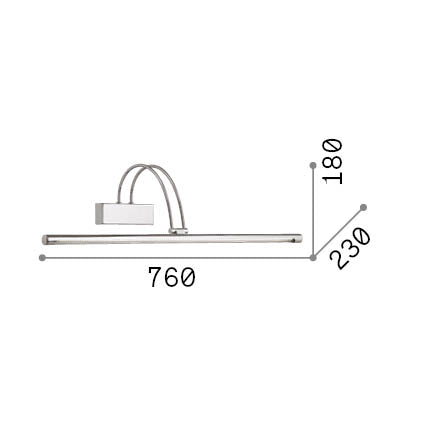 Aplică Bow AP D76, brunit – desen tehnic cu dimensiuni