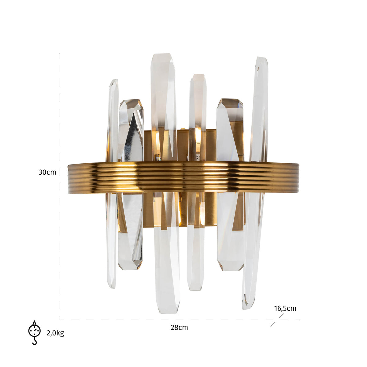 Aplică Brigh, auriu – desen tehnic cu dimensiuni