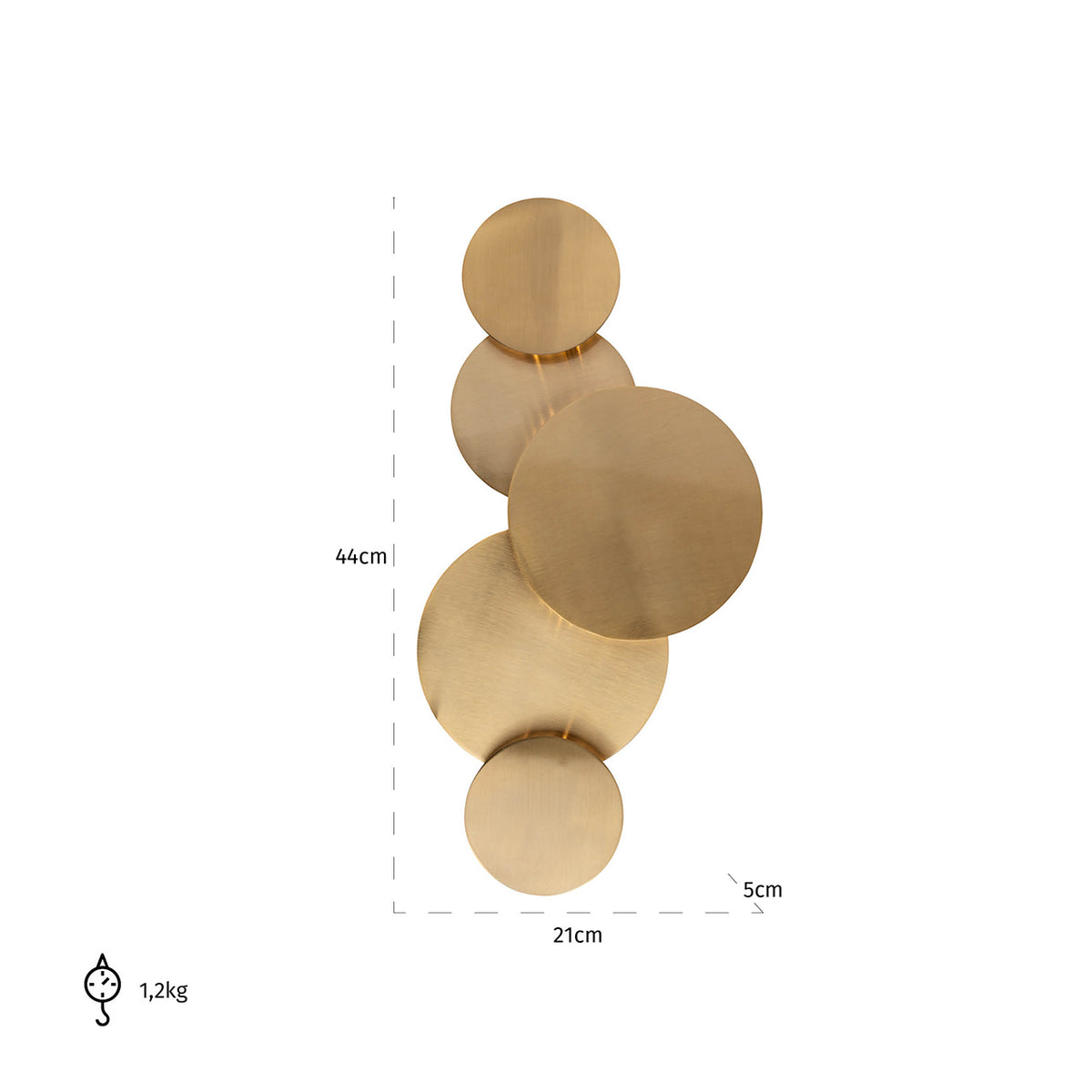 Aplică Collin, auriu periat – desen tehnic cu dimensiuni
