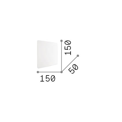 Aplică Cover AP D15 pătrat, alb – desen tehnic cu dimensiuni