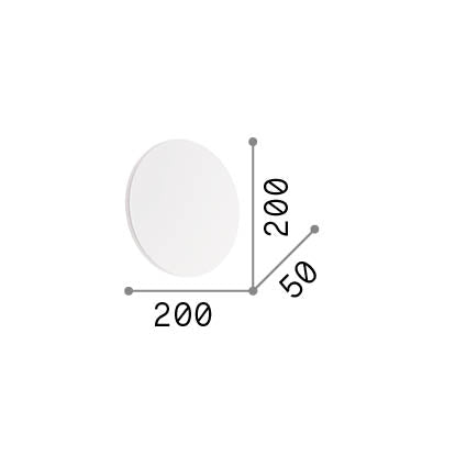 Aplică Cover AP D20 rotund, alb – desen tehnic cu dimensiuni