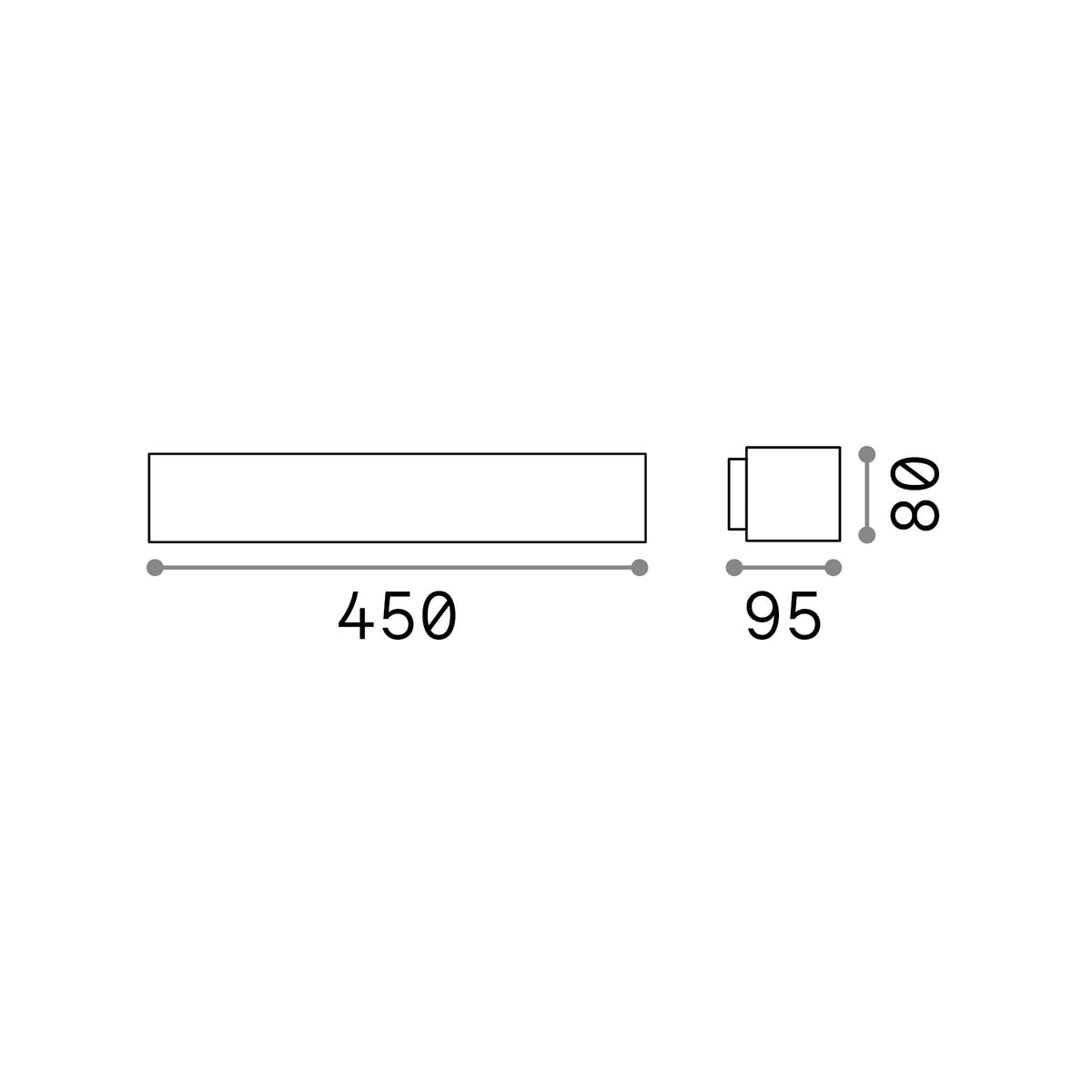 Aplică de exterior Andromeda AP2, antracit – desen tehnic cu dimensiuni