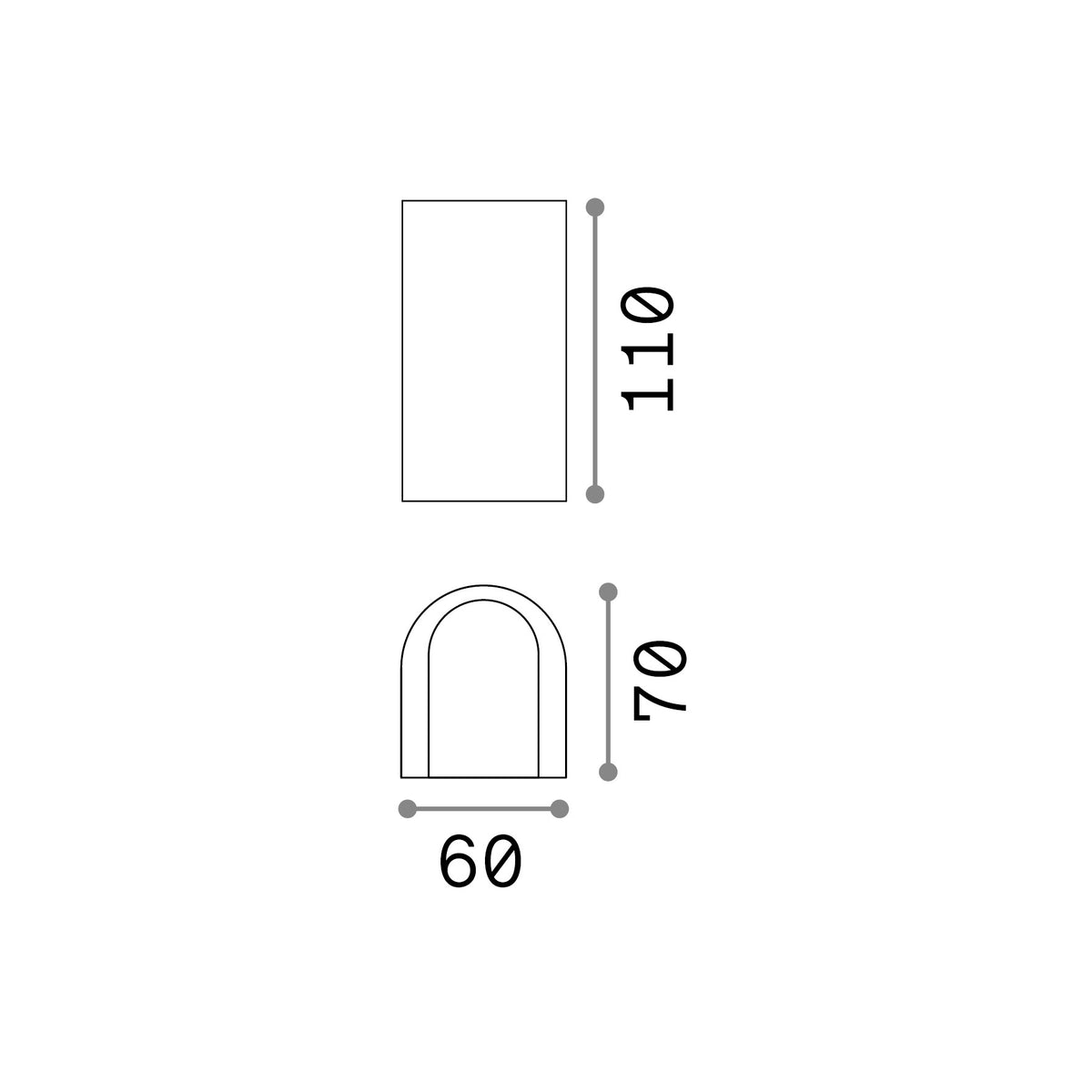 Aplică de exterior Apollo AP – desen tehnic cu dimensiuni