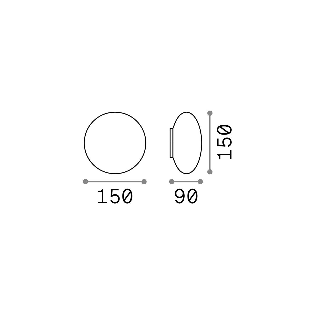 Aplică de exterior Bubble AP2 – desen tehnic cu dimensiuni