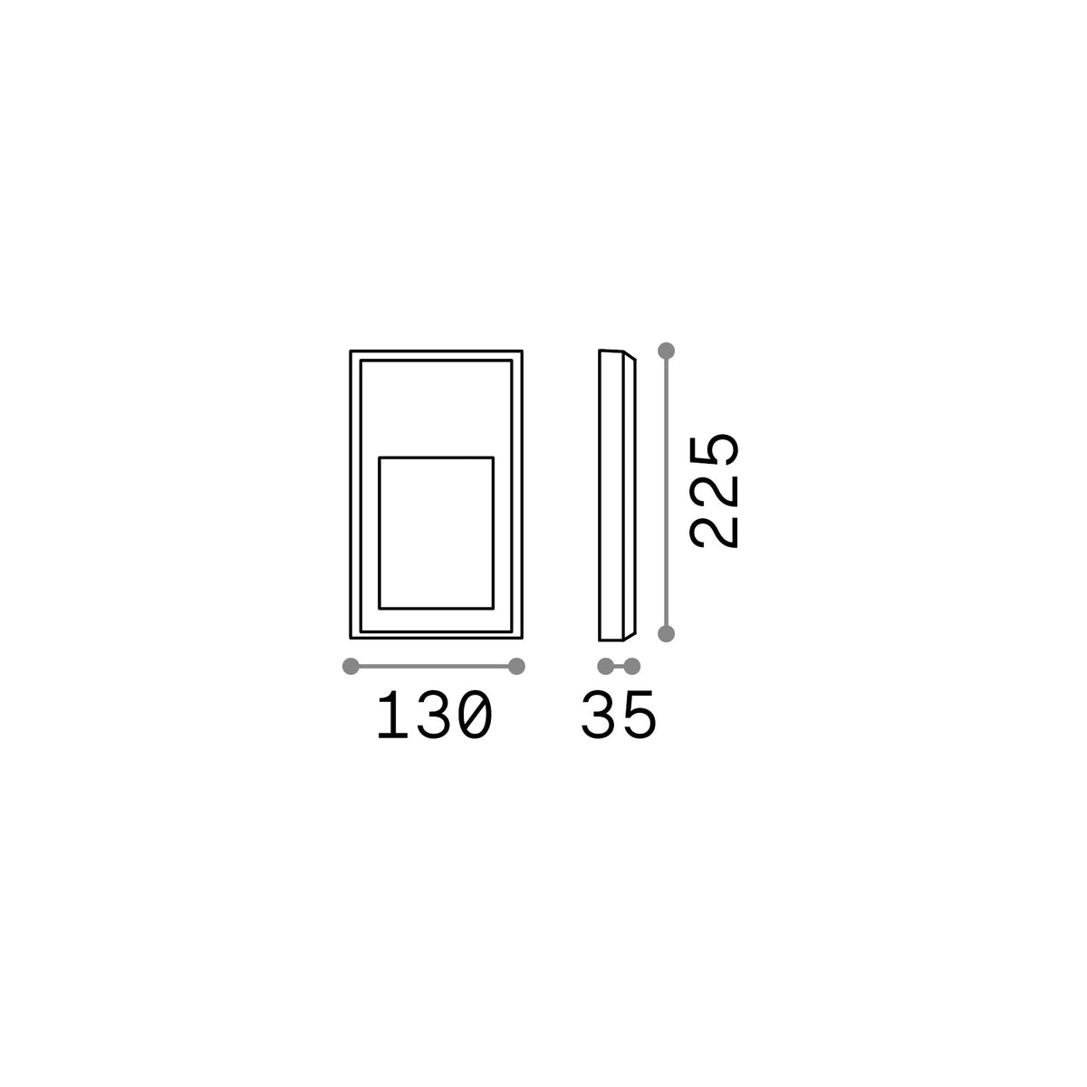 Aplică de exterior Febe-2 AP 3000K – desen tehnic cu dimensiuni