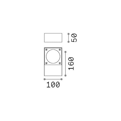 Aplică de exterior Sirio AP1, gri – desen tehnic cu dimensiuni