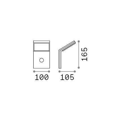Aplică de exterior Style AP cu senzor 3000K, antracit – desen tehnic cu dimensiuni