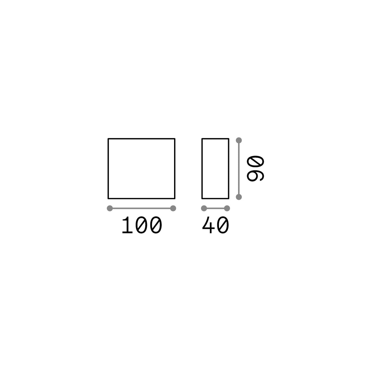 Aplică de exterior Tetris-1 AP1, gri – desen tehnic cu dimensiuni