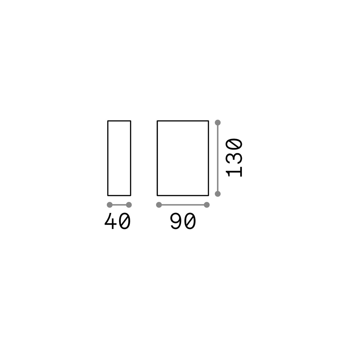 Aplică de exterior Tetris-2 AP2, alb – desen tehnic cu dimensiuni