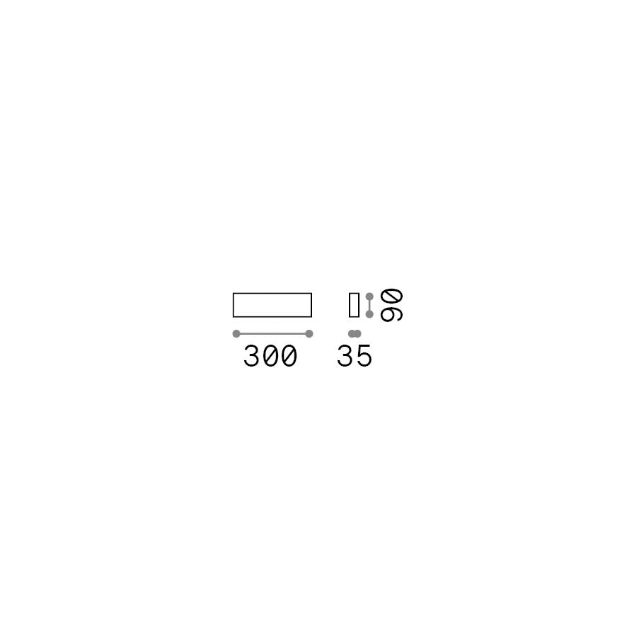 Aplică Delta AP3 D030, alb – desen tehnic cu dimensiuni