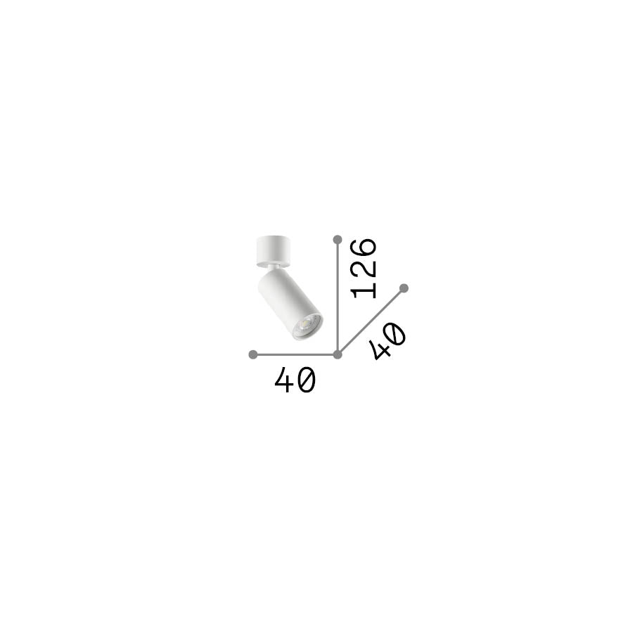 Aplică Dynamite AP1 mini rotund, alamă – desen tehnic cu dimensiuni