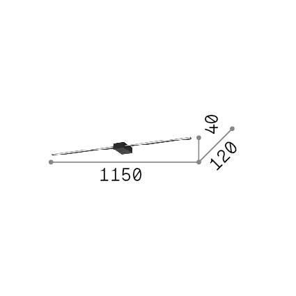 Aplică Essence AP pătrată D115 lumină directă 3000K, negru – desen tehnic cu dimensiuni