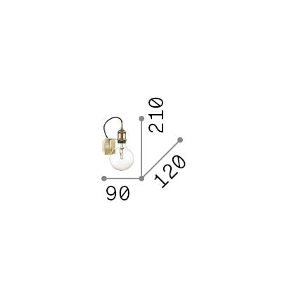 Aplică Frida AP1, brunit – desen tehnic cu dimensiuni