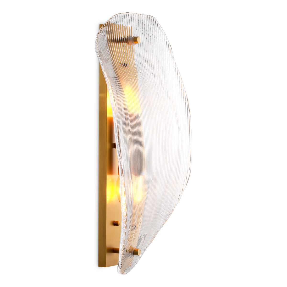 Aplică Hibis, finisaj alamă antichizată, sticlă transparentă