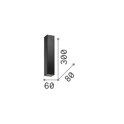 Aplică Look AP2 pătrat D60 H300, alb – desen tehnic cu dimensiuni