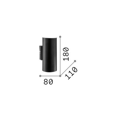 Aplică Look AP2 rotund D60 H150, alb – desen tehnic cu dimensiuni