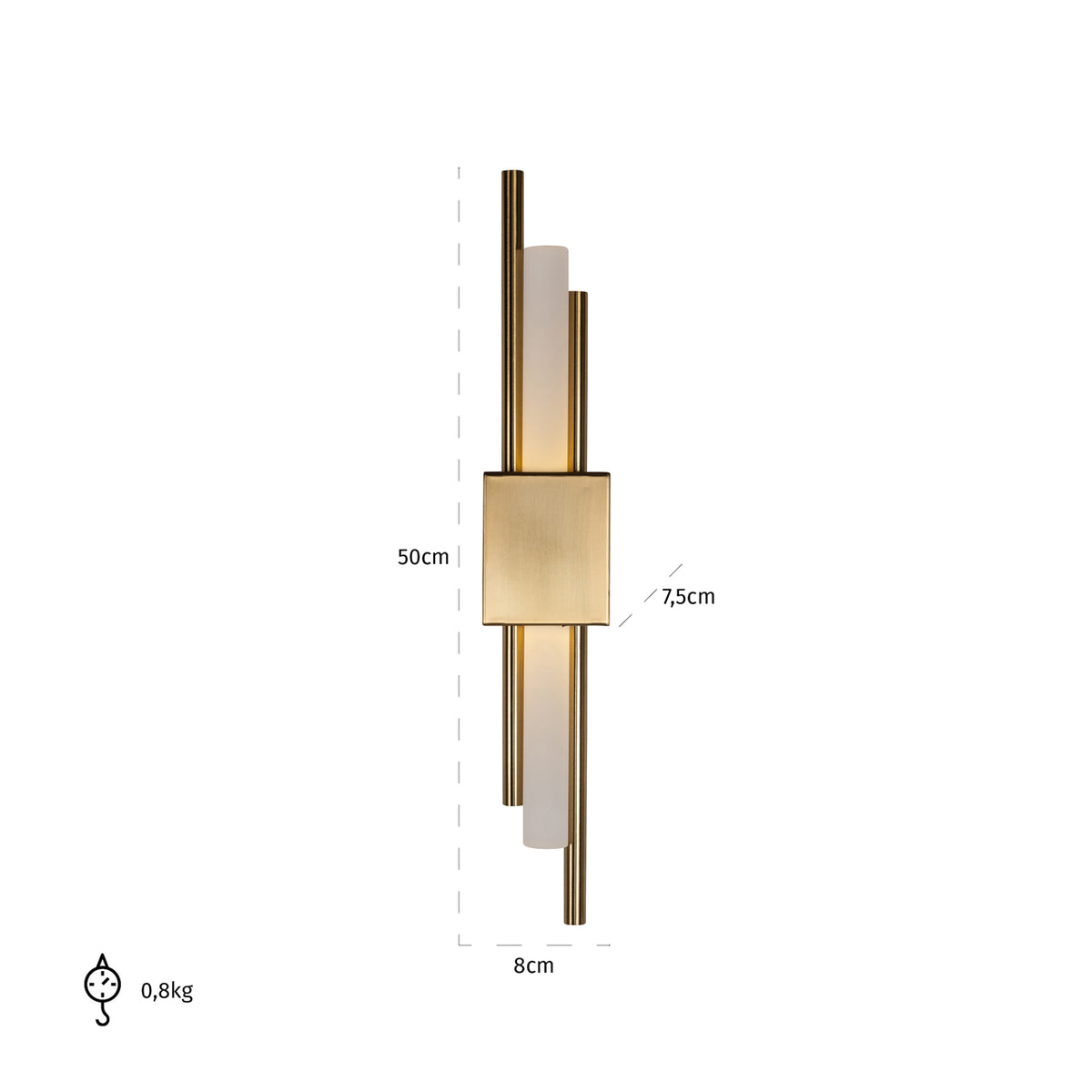 Aplică Mylas, auriu – desen tehnic cu dimensiuni