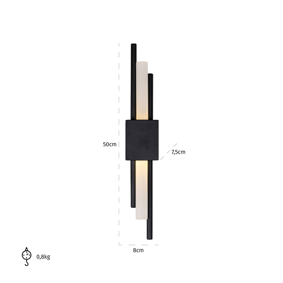 Aplică Mylas, negru – desen tehnic cu dimensiuni
