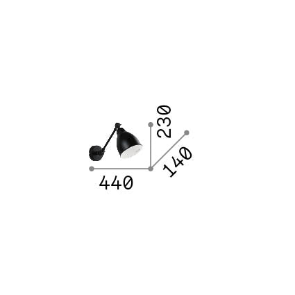 Aplică Newton AP1, brunit – desen tehnic cu dimensiuni