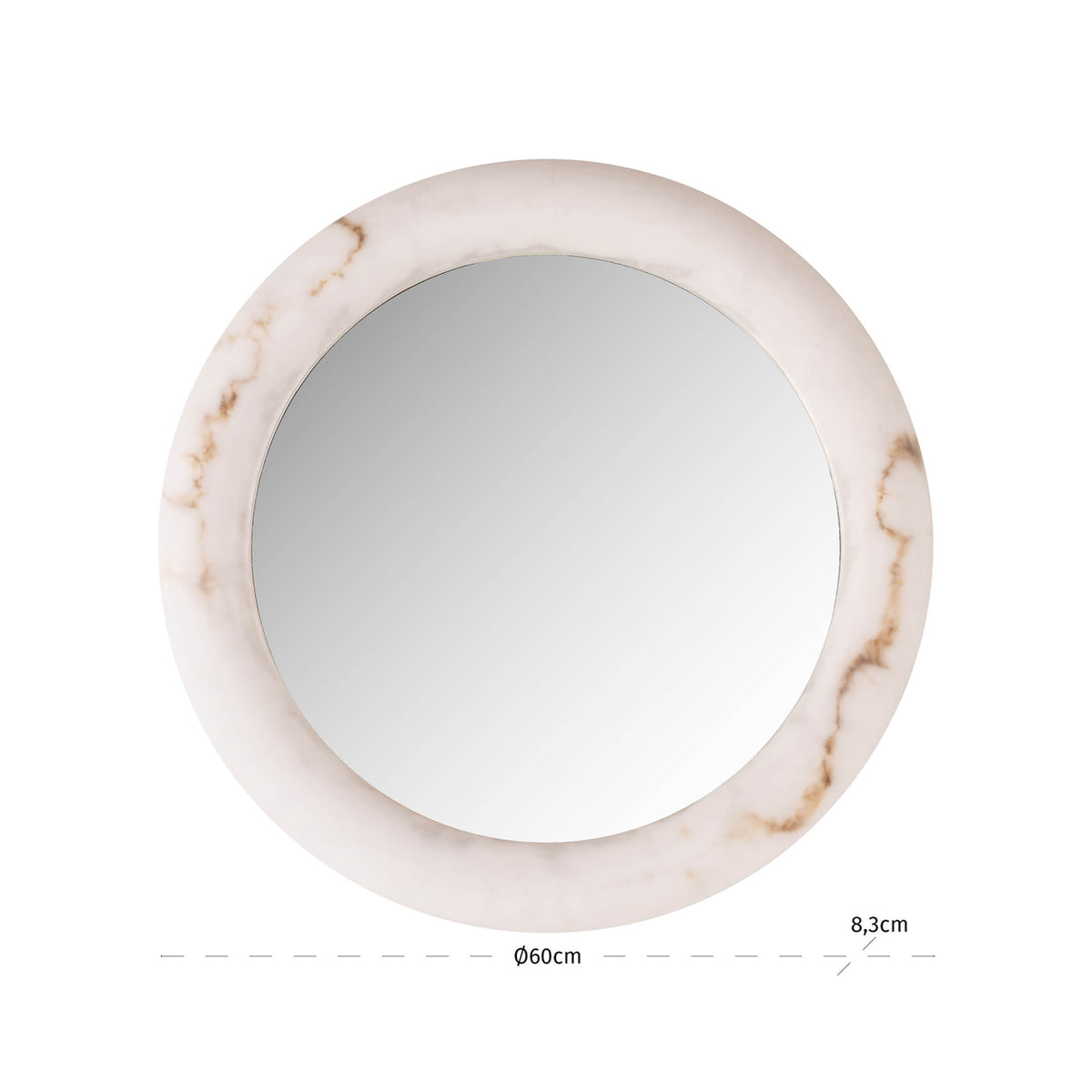 Aplică Oravelle, alb, oglindă, Ø 60 cm – desen tehnic cu dimensiuni