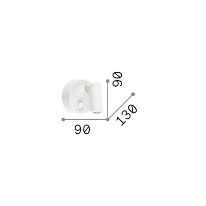 Aplică Page AP rotund, alb – desen tehnic cu dimensiuni