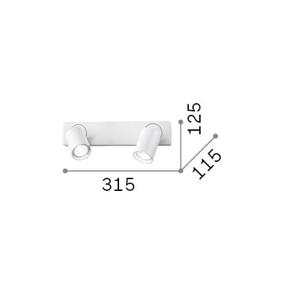 Aplică Rudy AP2 rotund, alb – desen tehnic cu dimensiuni